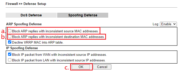 a screenshot of Spoofing Defense